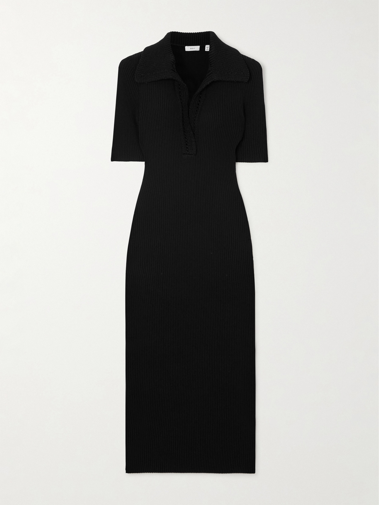 A.L.C. - Darcy Crochet-trimmed Ribbed-knit Midi Dress - Black