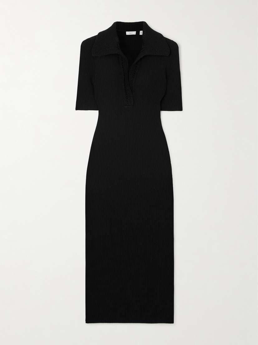 A.L.C. Darcy Crochet-trimmed Ribbed-knit Midi Dress