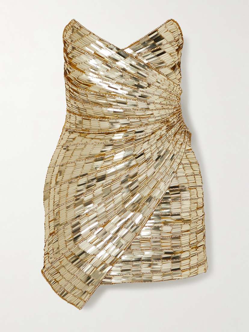 Retrofête Aura Embellished Satin Mini Dress