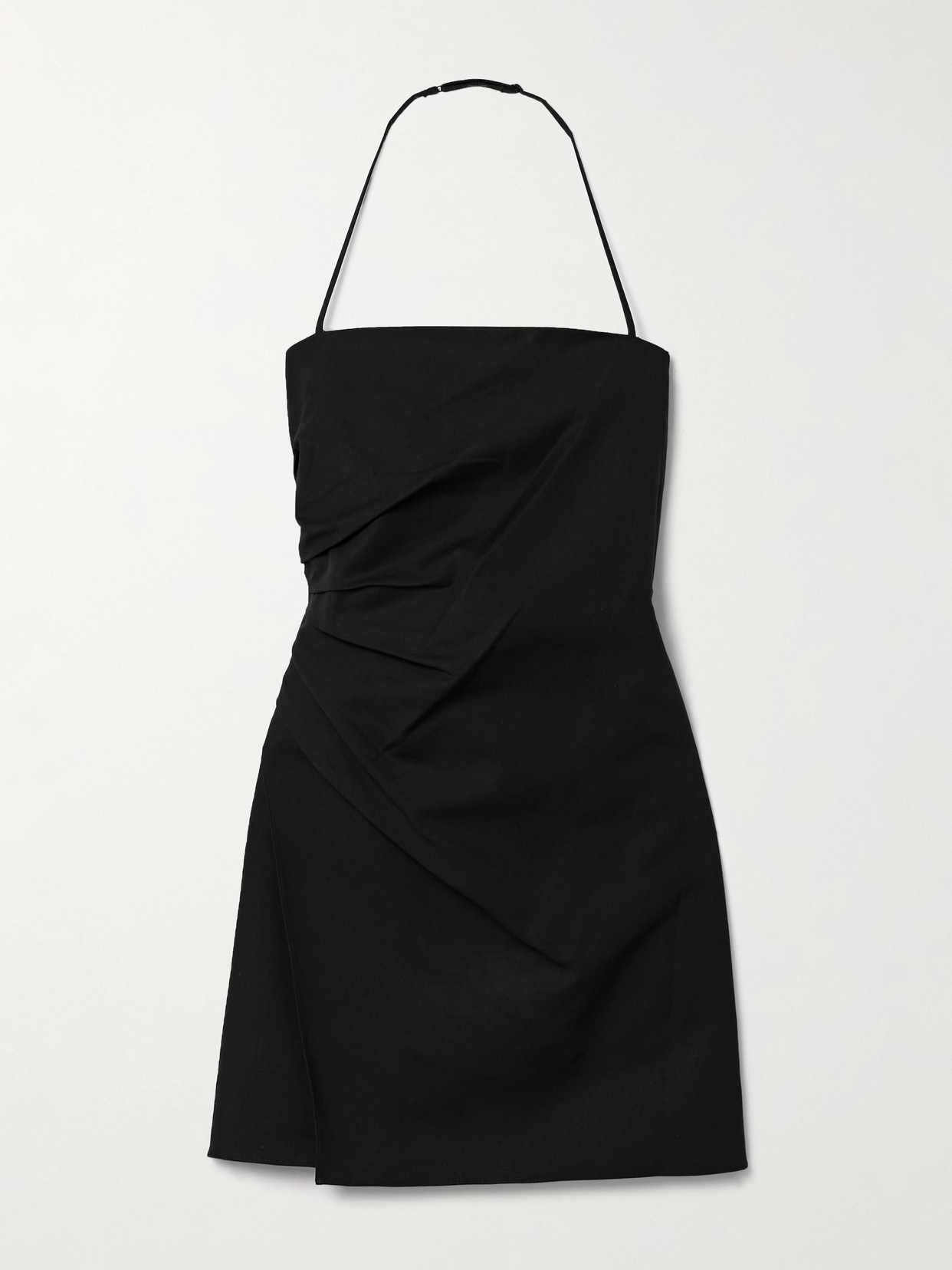 A.L.C. - Charlie Gathered Stretch-cotton Halterneck Mini Dress - Black