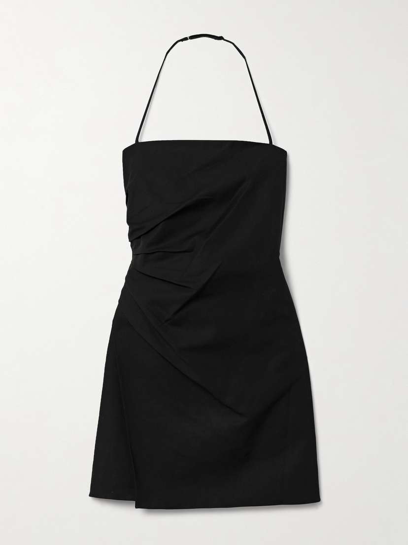 A.L.C. Charlie Gathered Stretch-cotton Halterneck Mini Dress