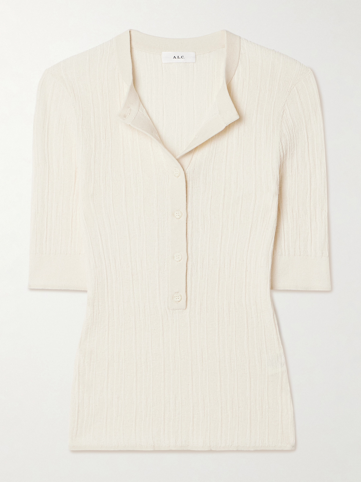 A.l.c Fisher Ribbed Cotton-blend Top In White