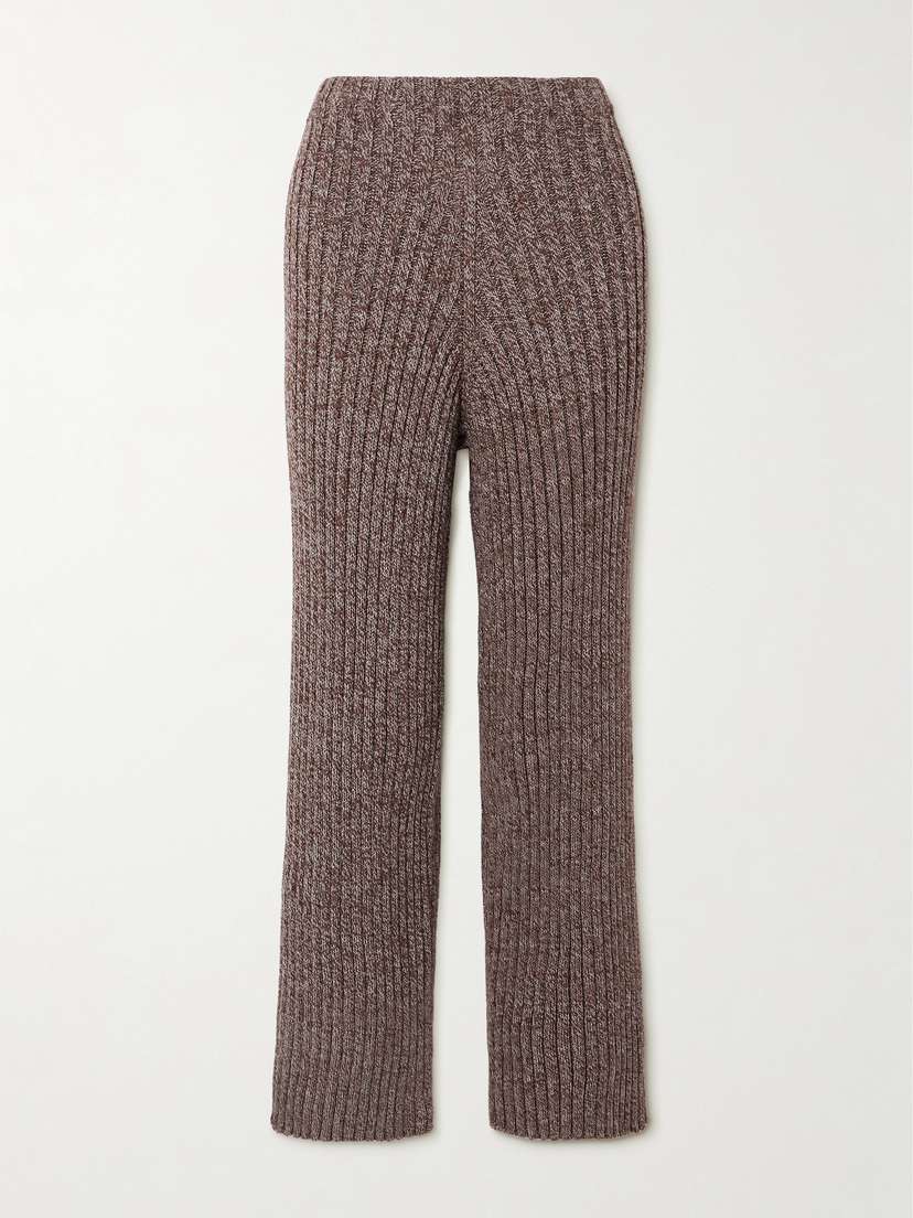 Baserange Maru High-rise Ribbed Organic Cotton Pants