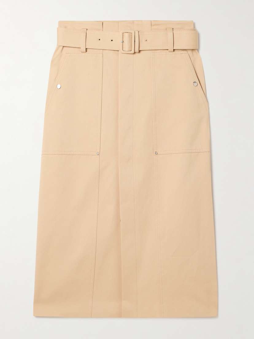 A.L.C. Maia Belted Cotton-gabardine Midi Skirt