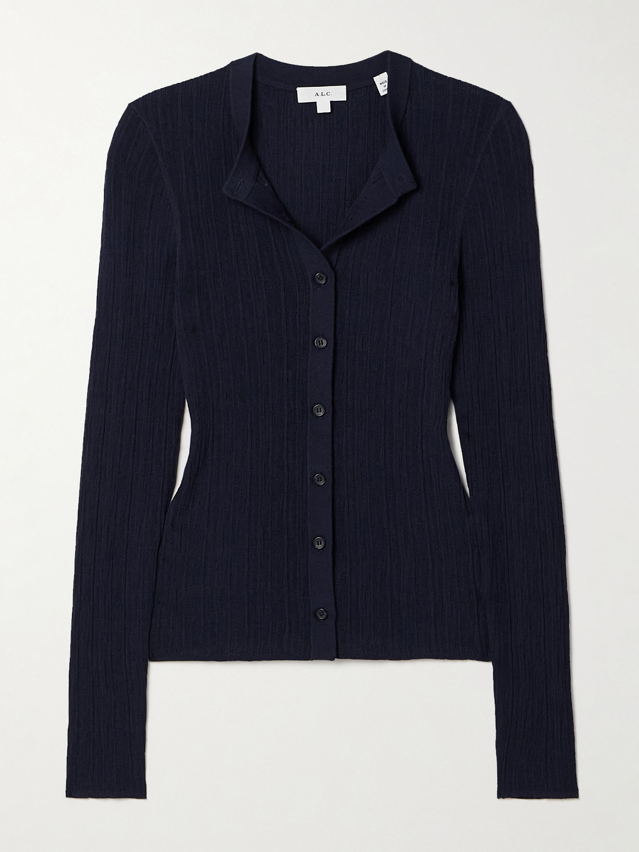 A.l.c Fisher Ribbed Cotton-blend Cardigan In Blue