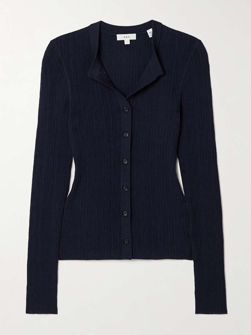 A.L.C. Fisher Ribbed Cotton-blend Cardigan
