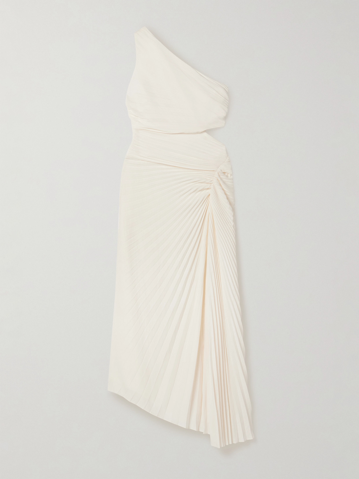 Shop A.l.c Dahlia One-shoulder Cutout Pleated Crepe Maxi Dress In White