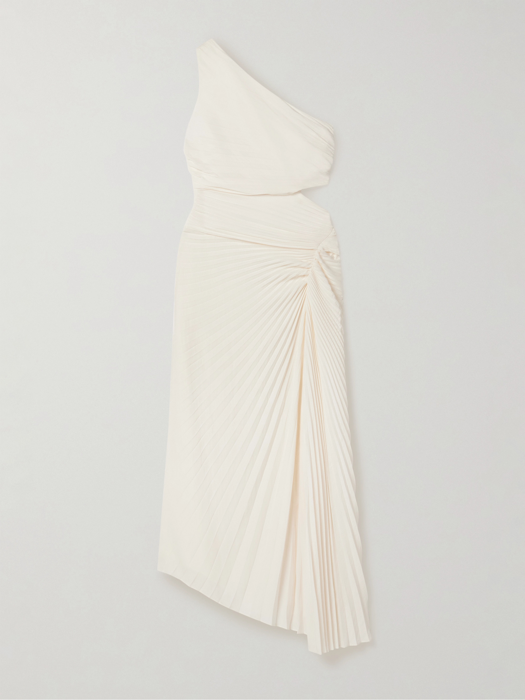 A.L.C. Dahlia one-shoulder cutout pleated crepe maxi dress