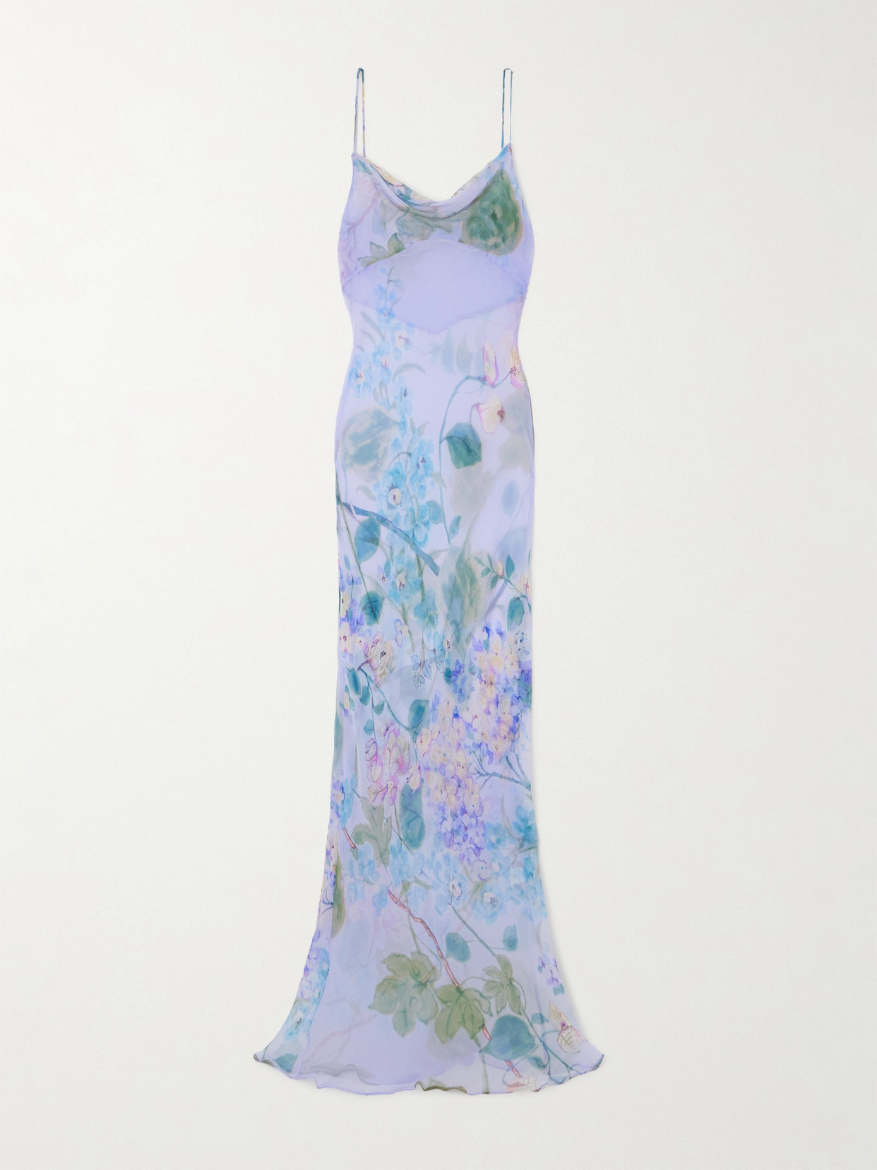 Rosamosario I Giardini Di Naxos Floral-print Silk-crepon Maxi Dress In Blue