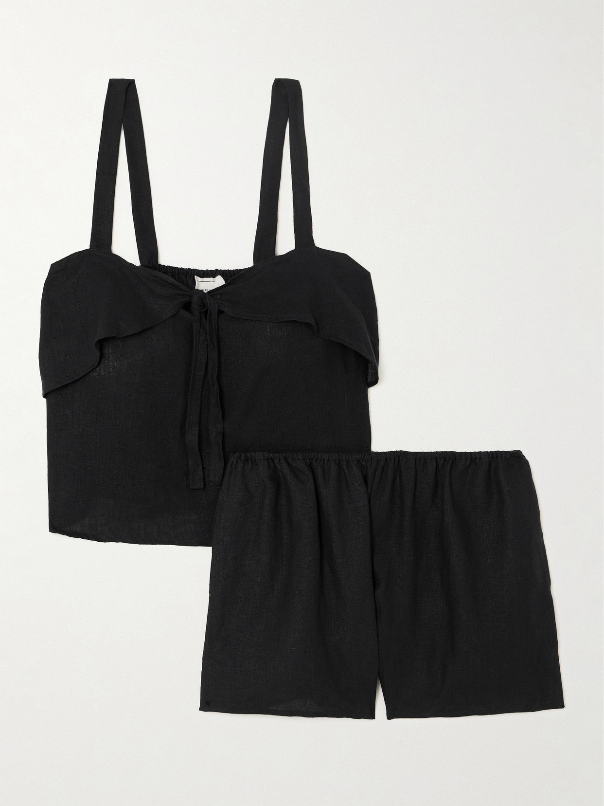 Deiji Studios Linen Pyjama Set In Black