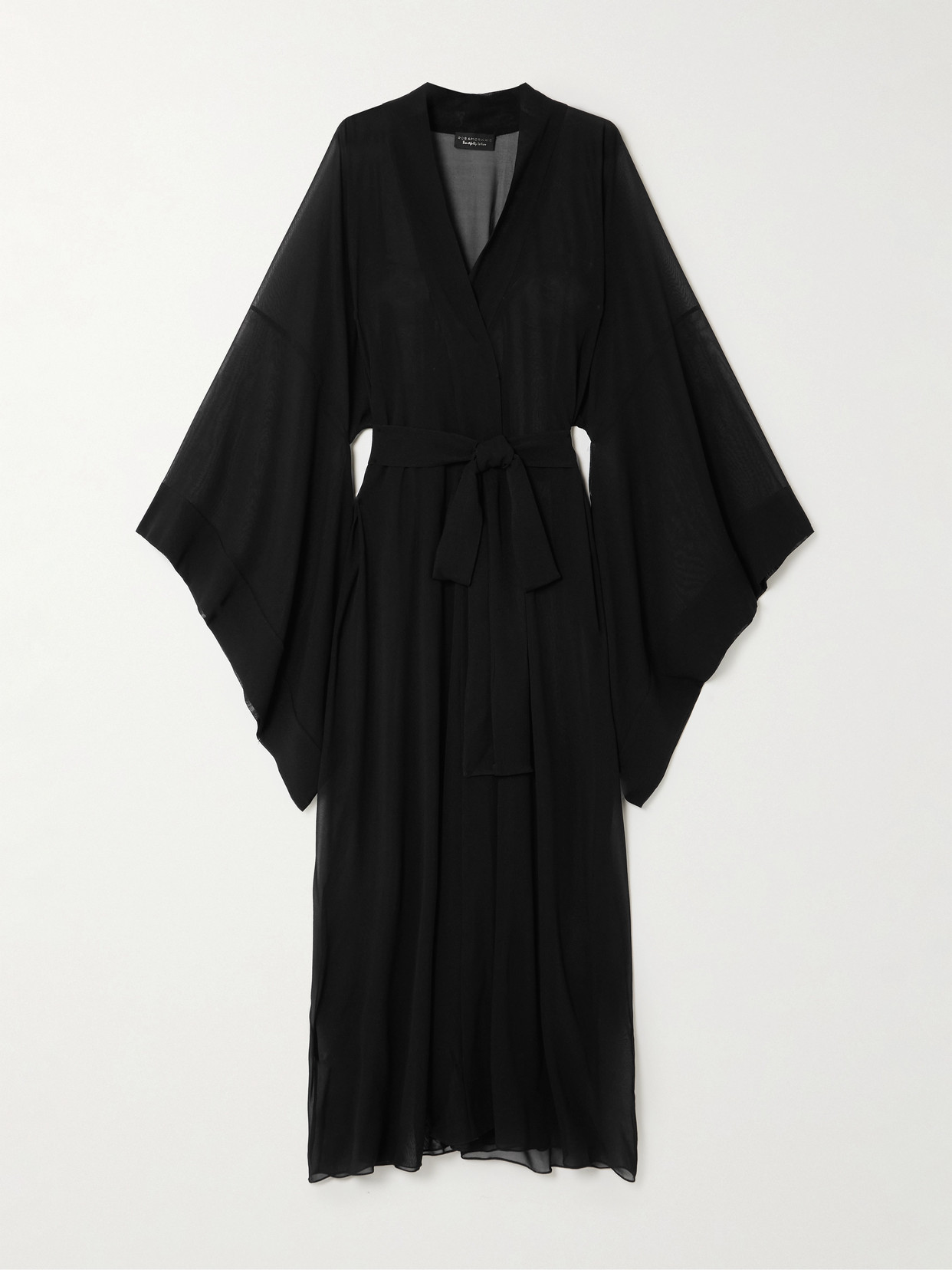 Rosamosario Vogue Silk-chiffon Robe In Black