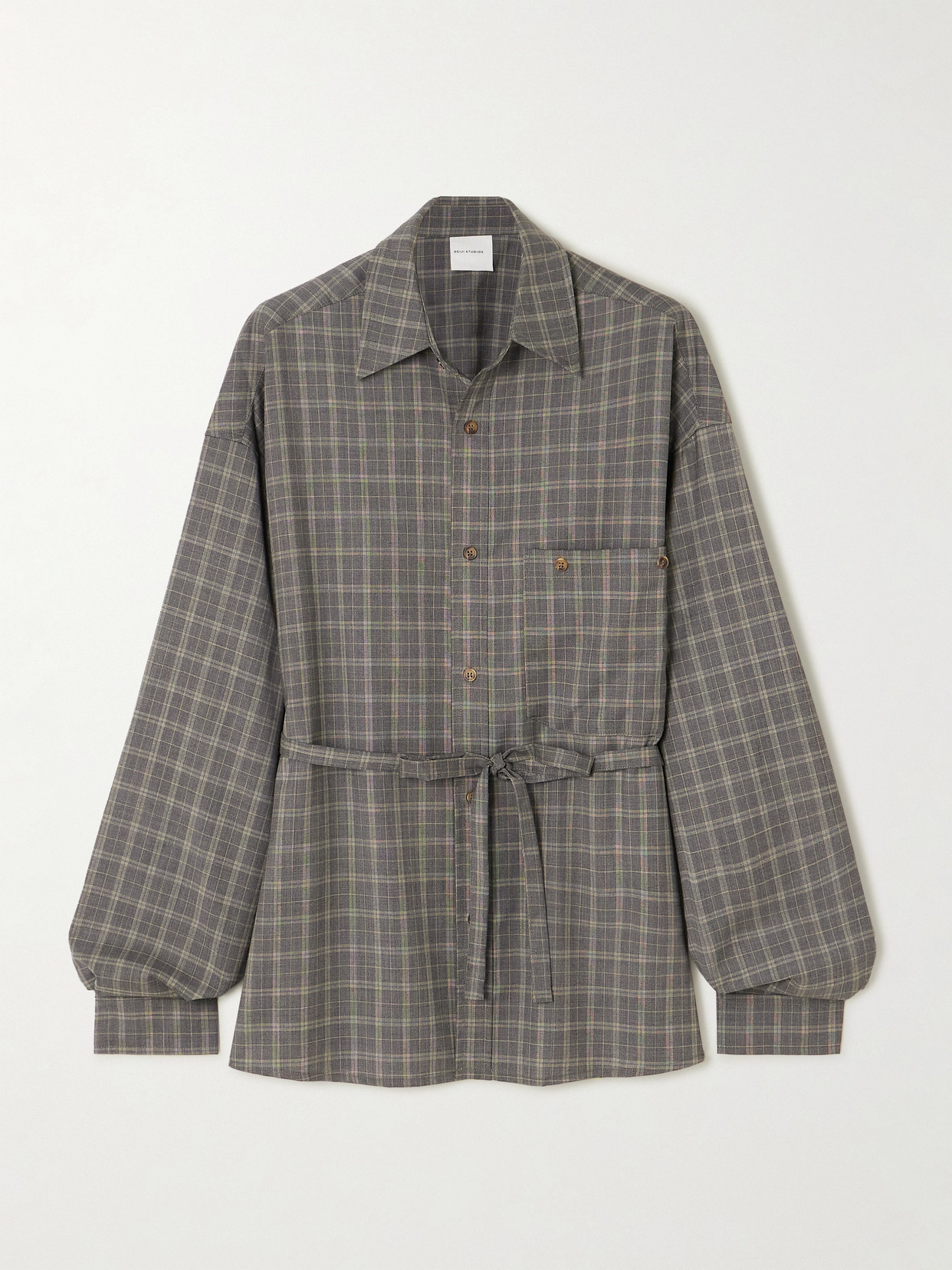 Deiji Studios Oversized Checked Wool Shirt In Brown