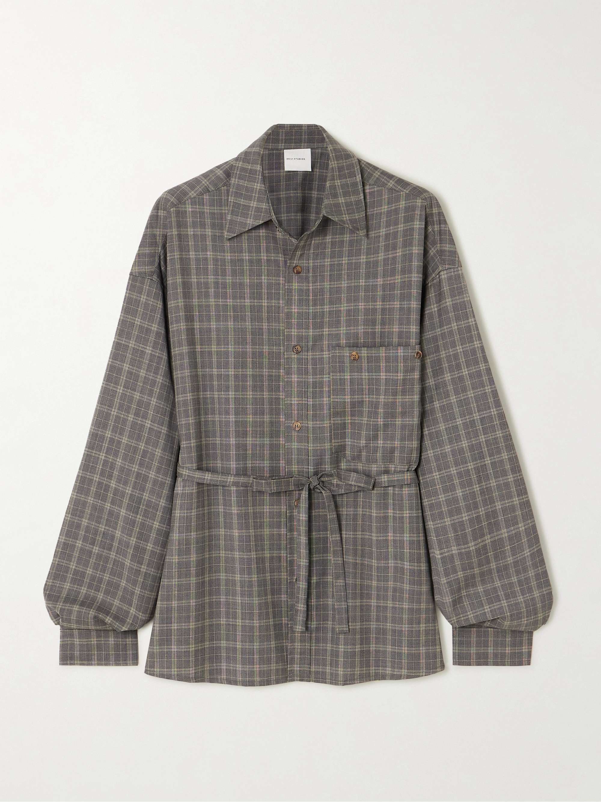 DEIJI STUDIOS Oversized checked wool shirt | NET-A-PORTER