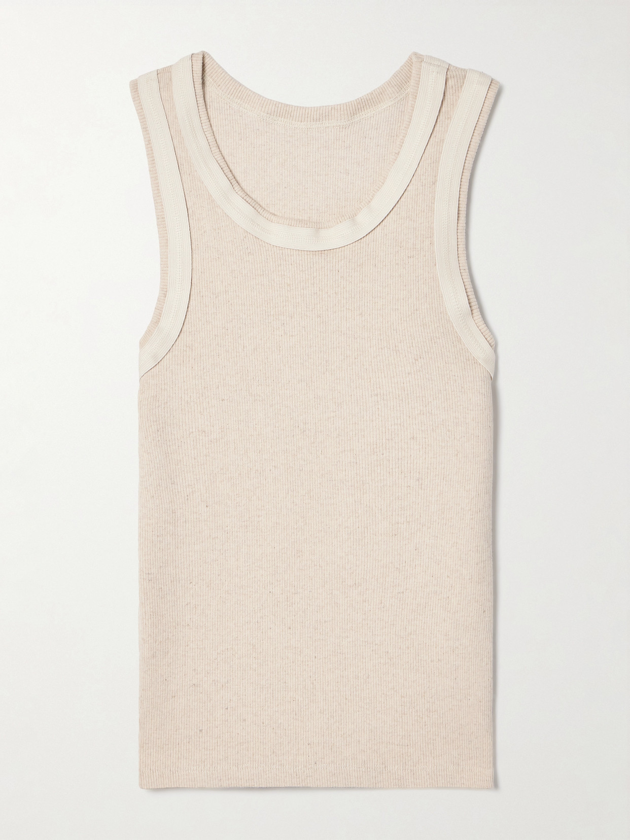 Baserange Supple Ribbed Organic Cotton-blend Tank In Cream