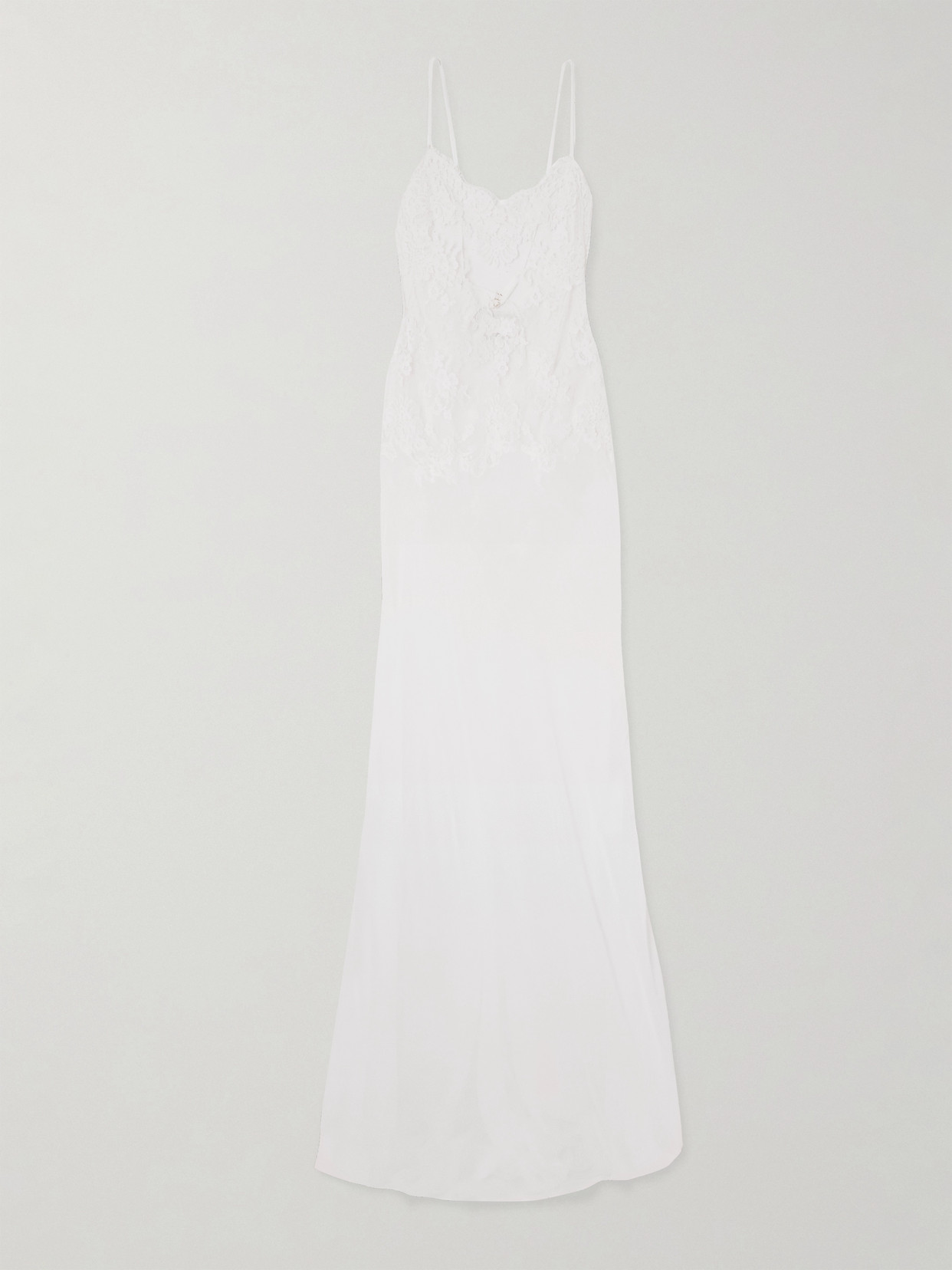 Rosamosario Chantilly Lace And Silk-organza Maxi Dress In White