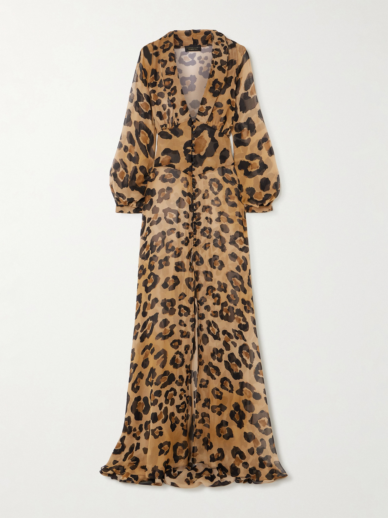 Rosamosario La Leopardesse Leopard-print Silk-georgette Robe In Animal Print