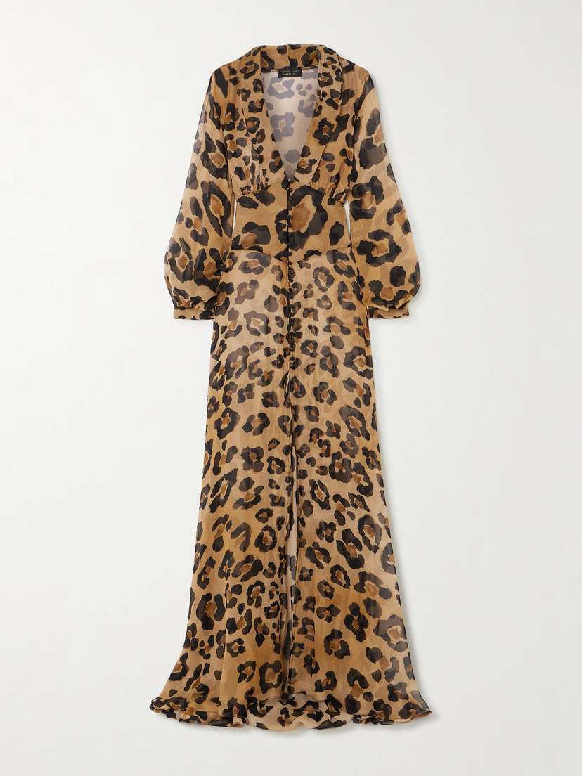 Rosamosario La Leopardesse Leopard-print Silk-georgette Robe
