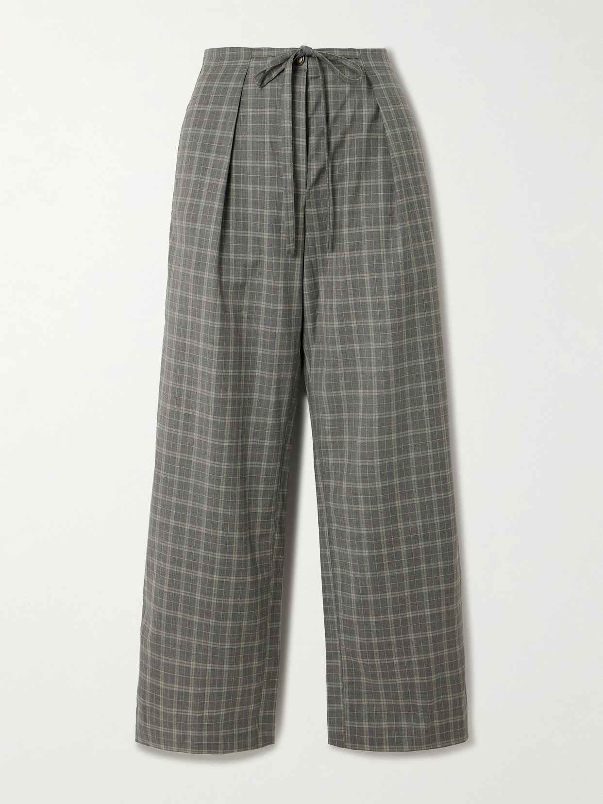 Deiji Studios Checked Wool Straight-leg Trousers In Brown