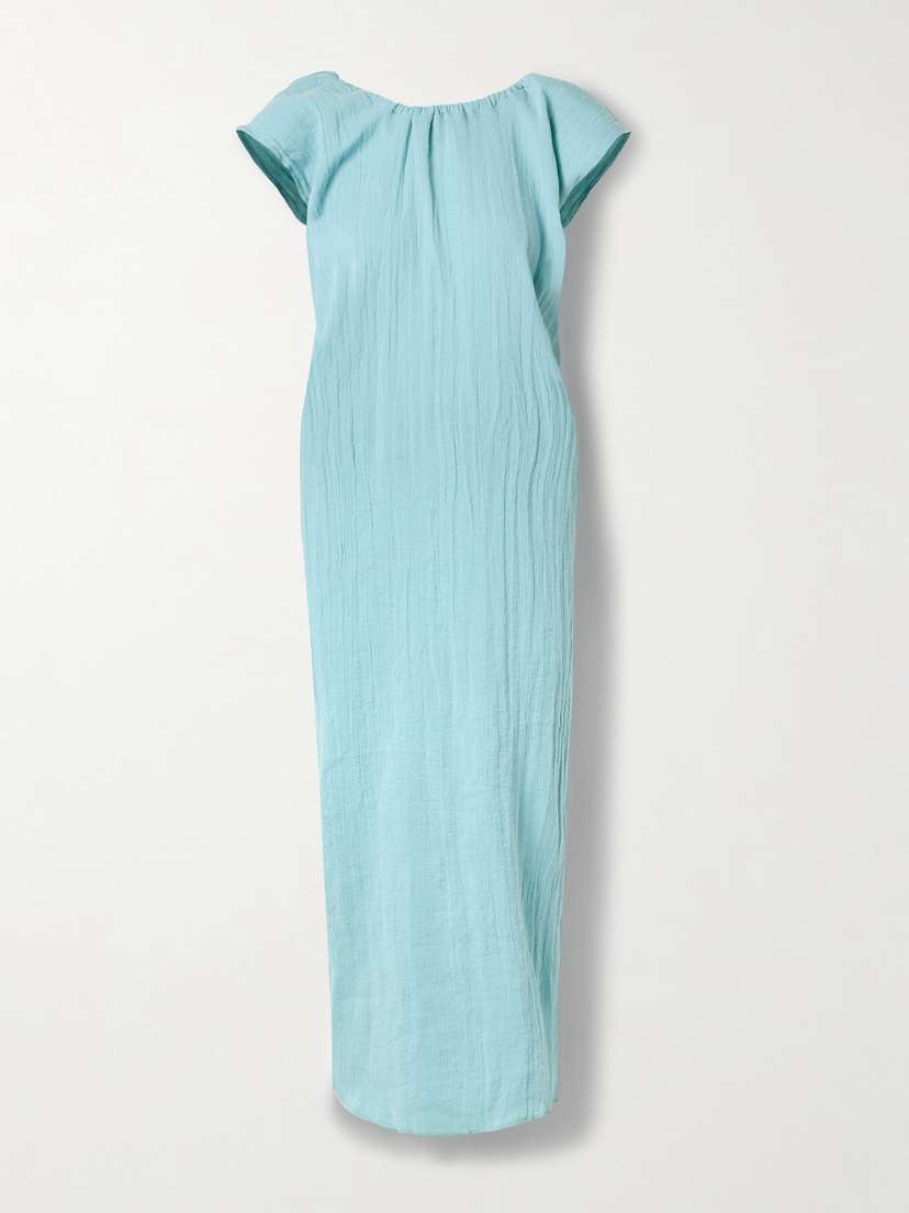 Baserange Crinkled-linen And Cotton-blend Maxi Dress