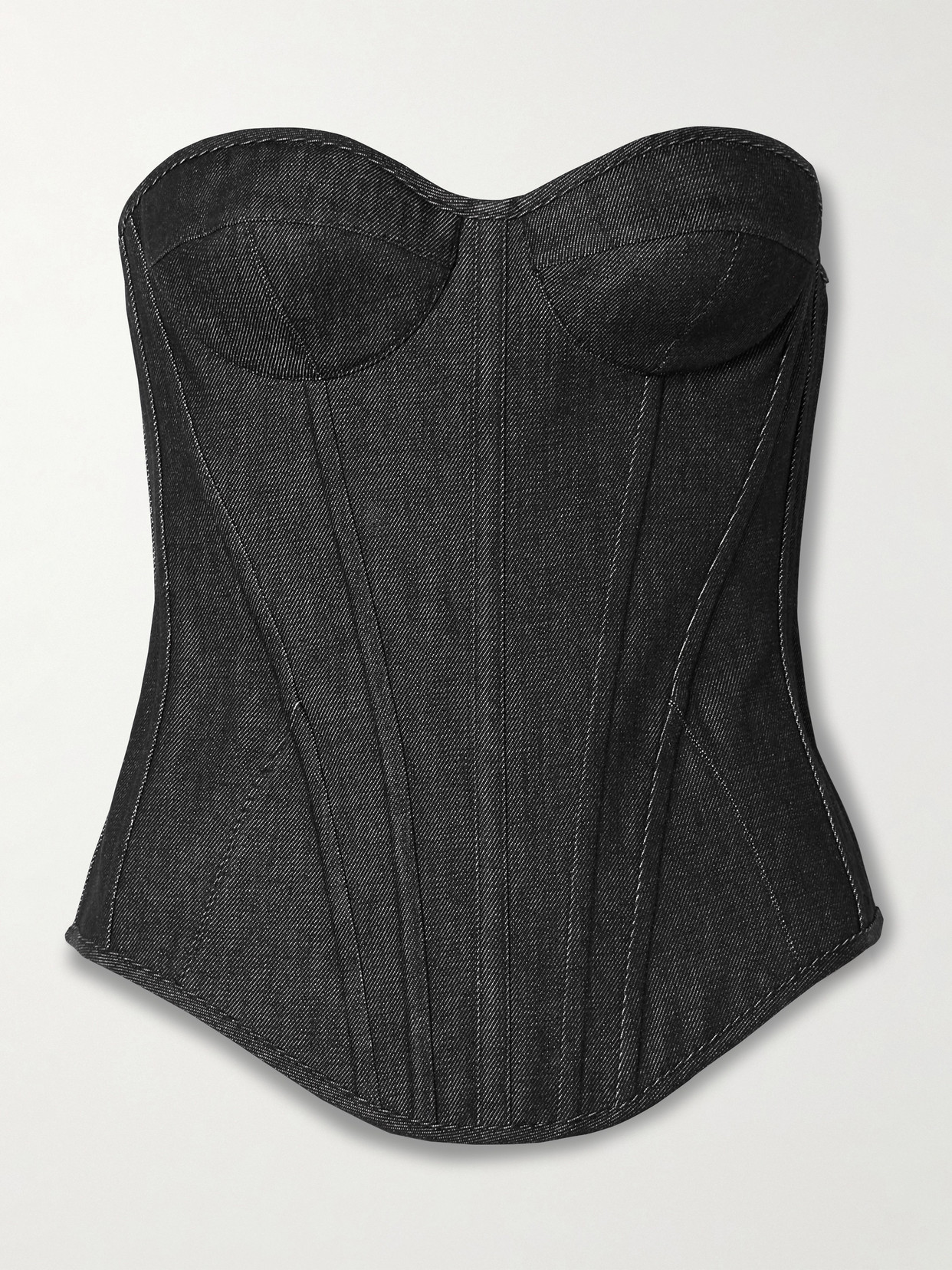 Rosamosario Strapless Denim Bustier Top In Black