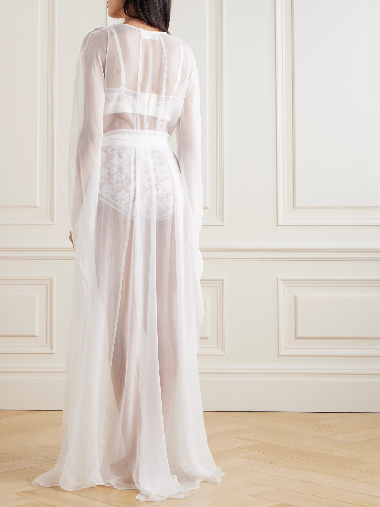 Rosamosario Belted Wrap-effect Silk-georgette Gown In White
