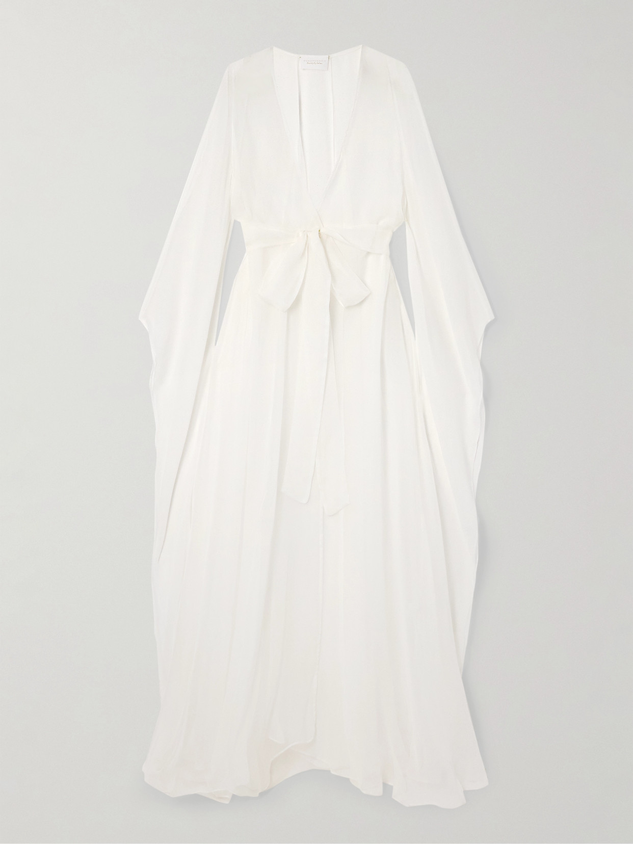 Rosamosario Belted Wrap-effect Silk-georgette Gown In White