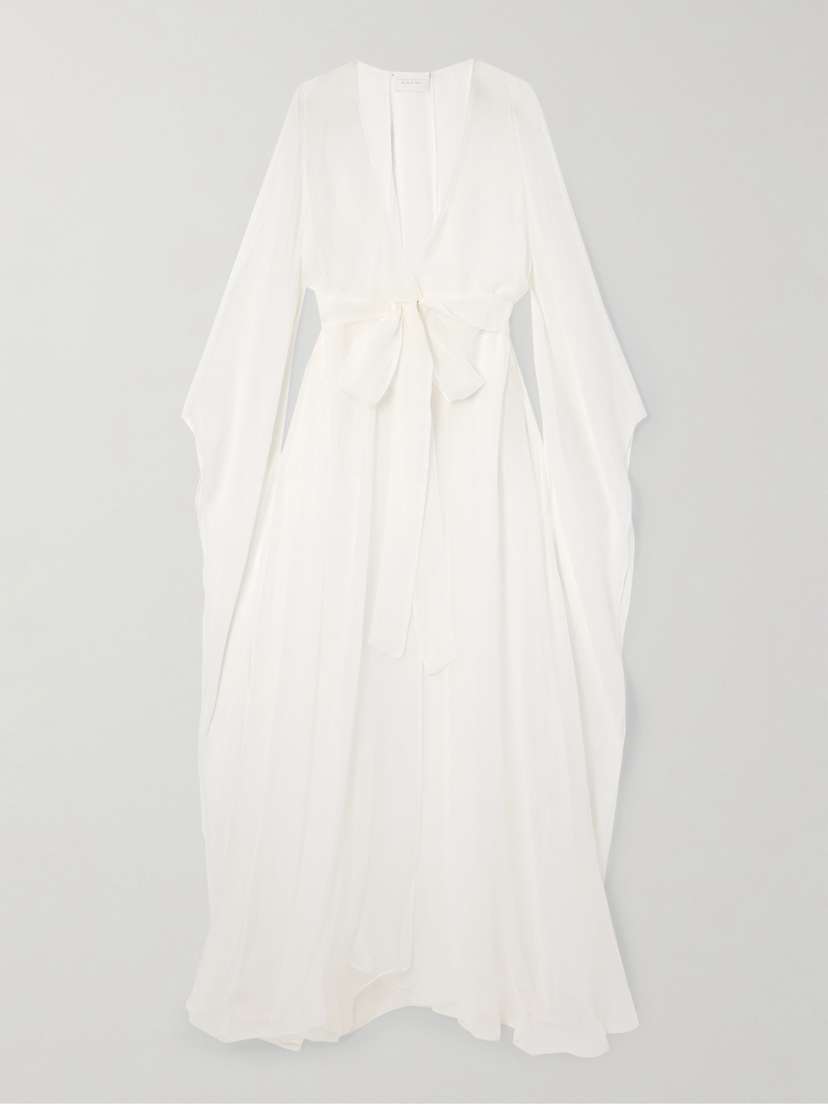 Rosamosario Belted Wrap-effect Silk-georgette Gown