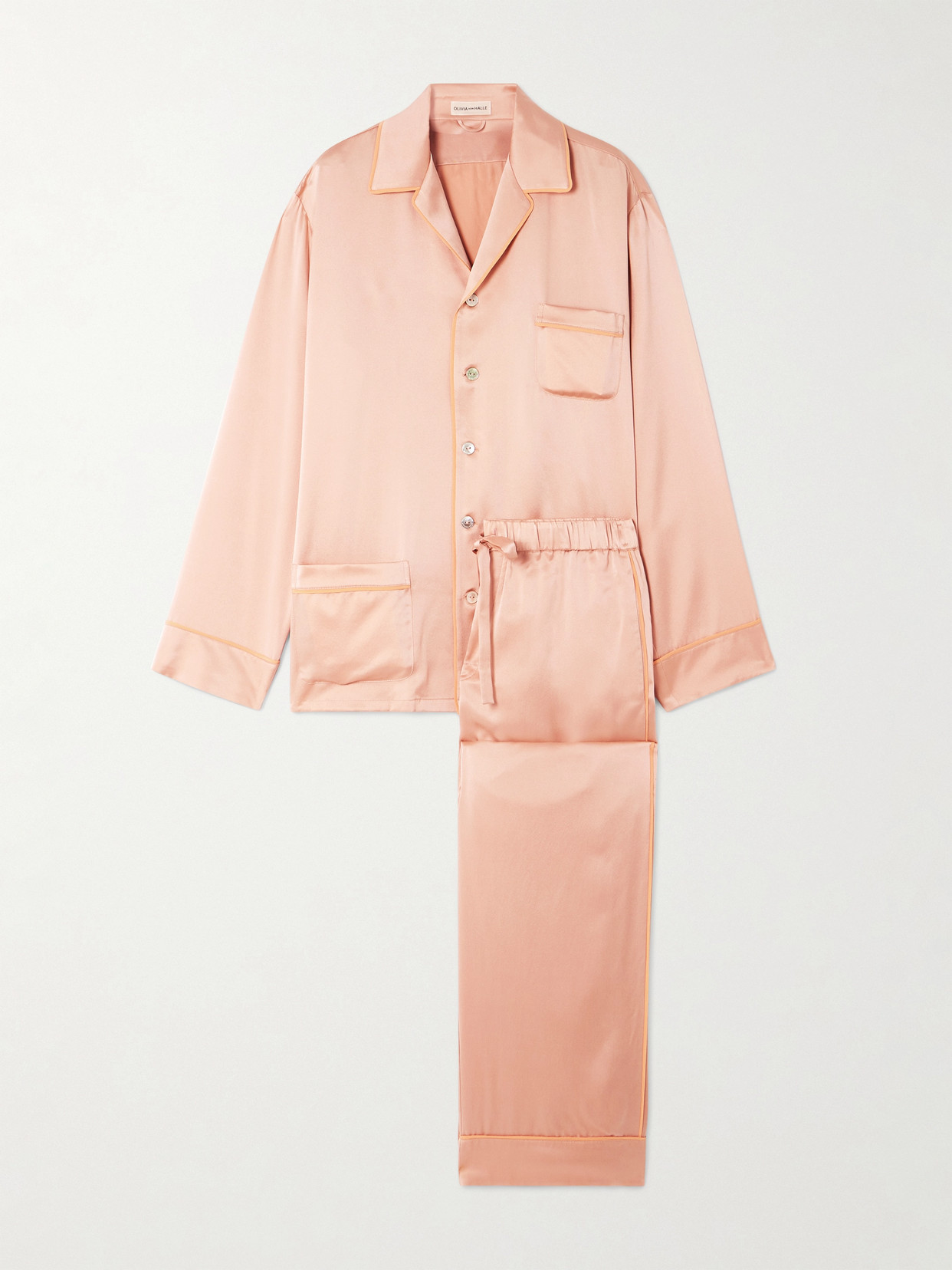 Olivia von Halle - Yves Silk-satin Pajama Set - Pink