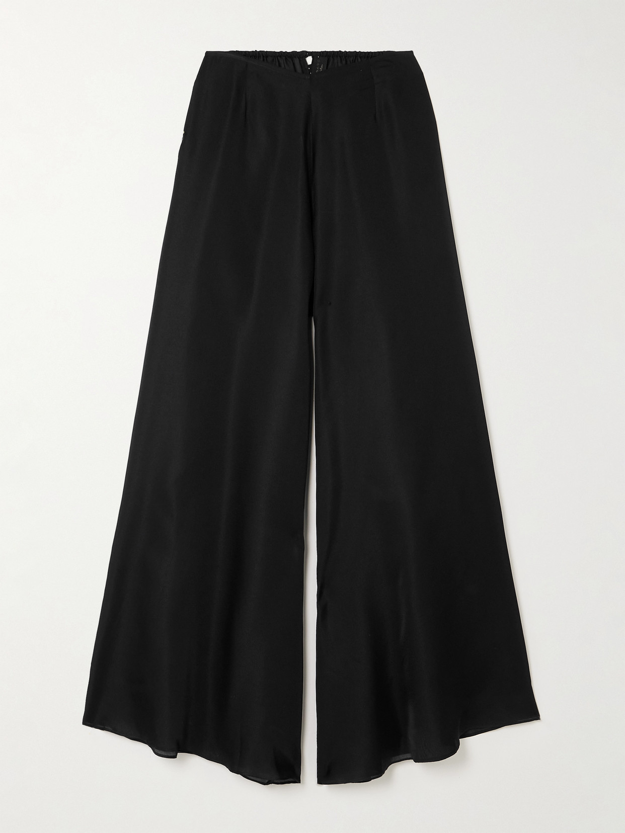 Rosamosario Vogue Silk-satin Wide-leg Trousers In Black