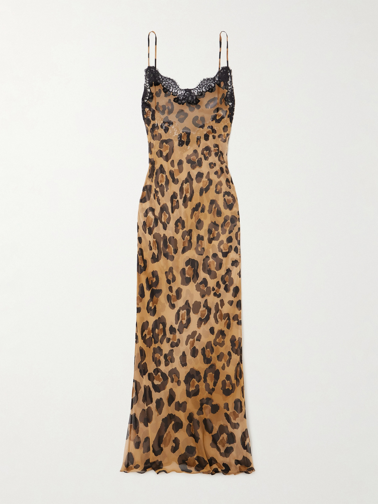 Rosamosario La Leopardesse Lace-trimmed Leopard-print Silk-georgette Midi Dress In Animal Print