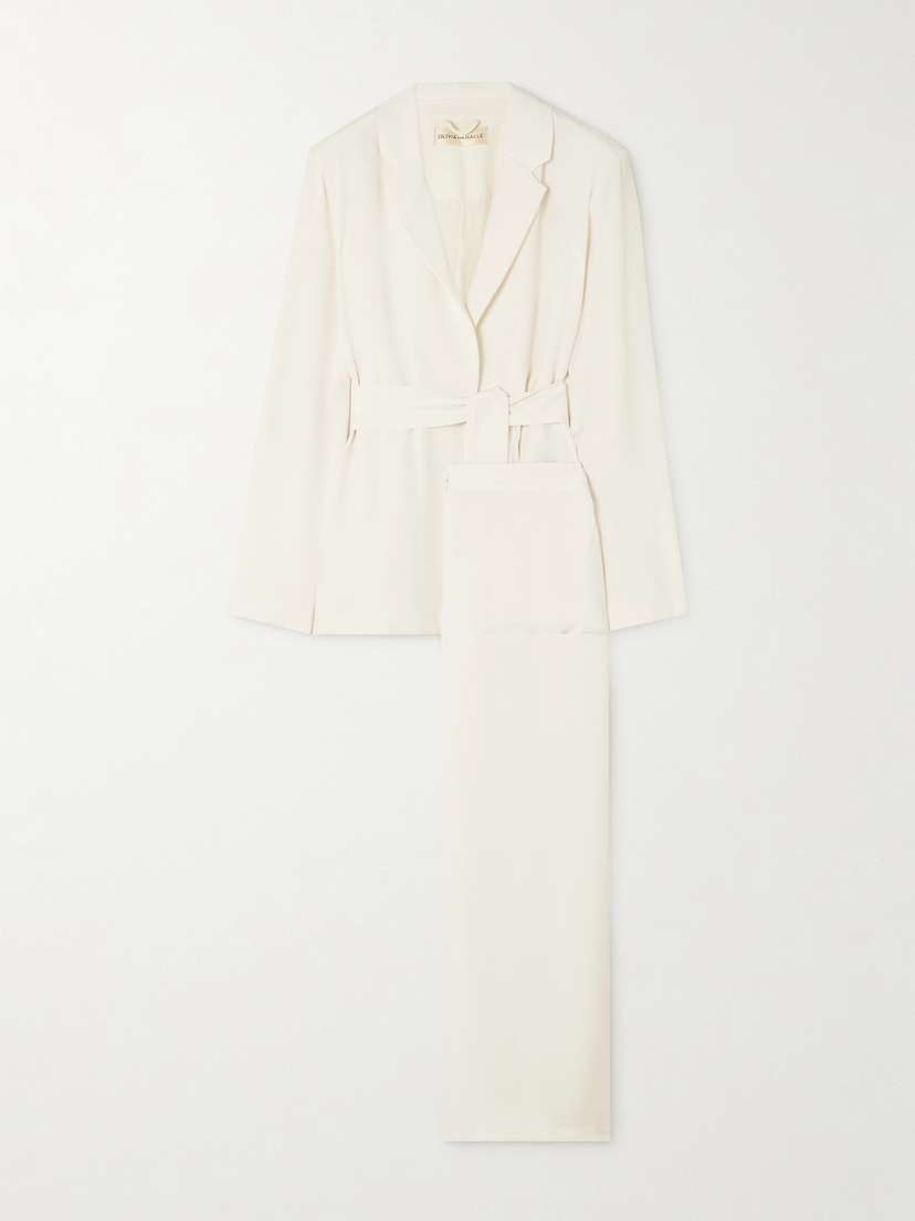 Olivia von Halle Jagger Belted Silk-crepe Pajama Set