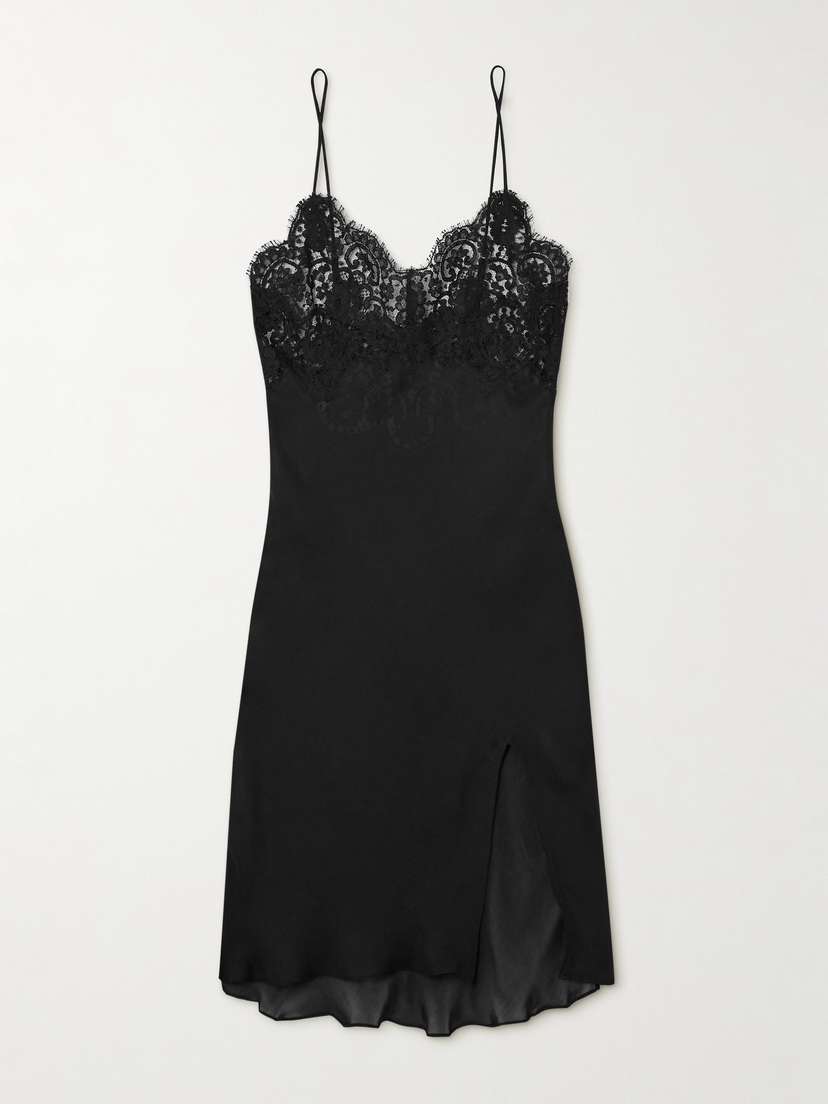 Rosamosario Love Generation Chantilly Lace-trimmed Silk-chiffon Chemise