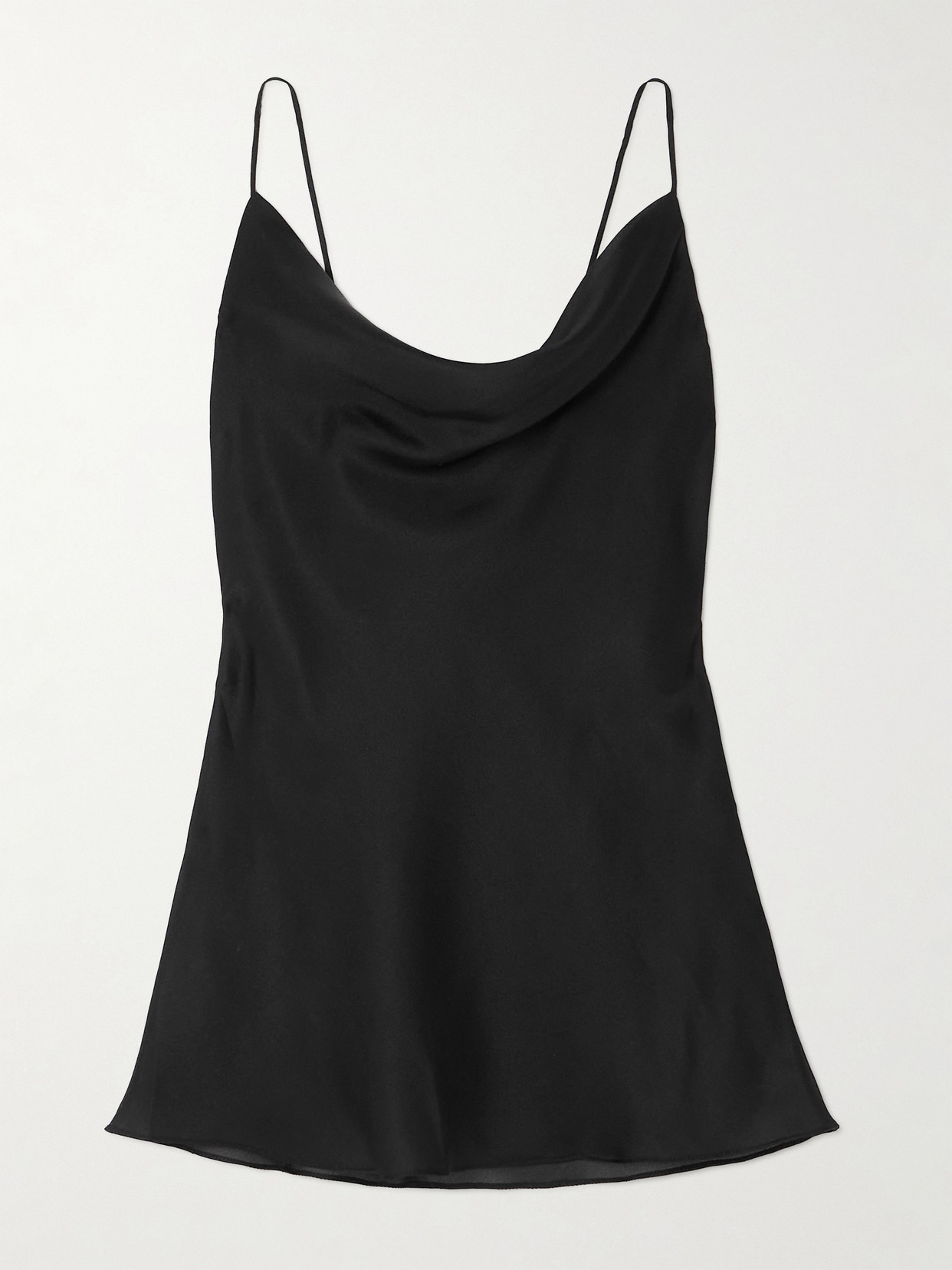 Rosamosario - Vogue Draped Duchesse Silk-satin Top - Black