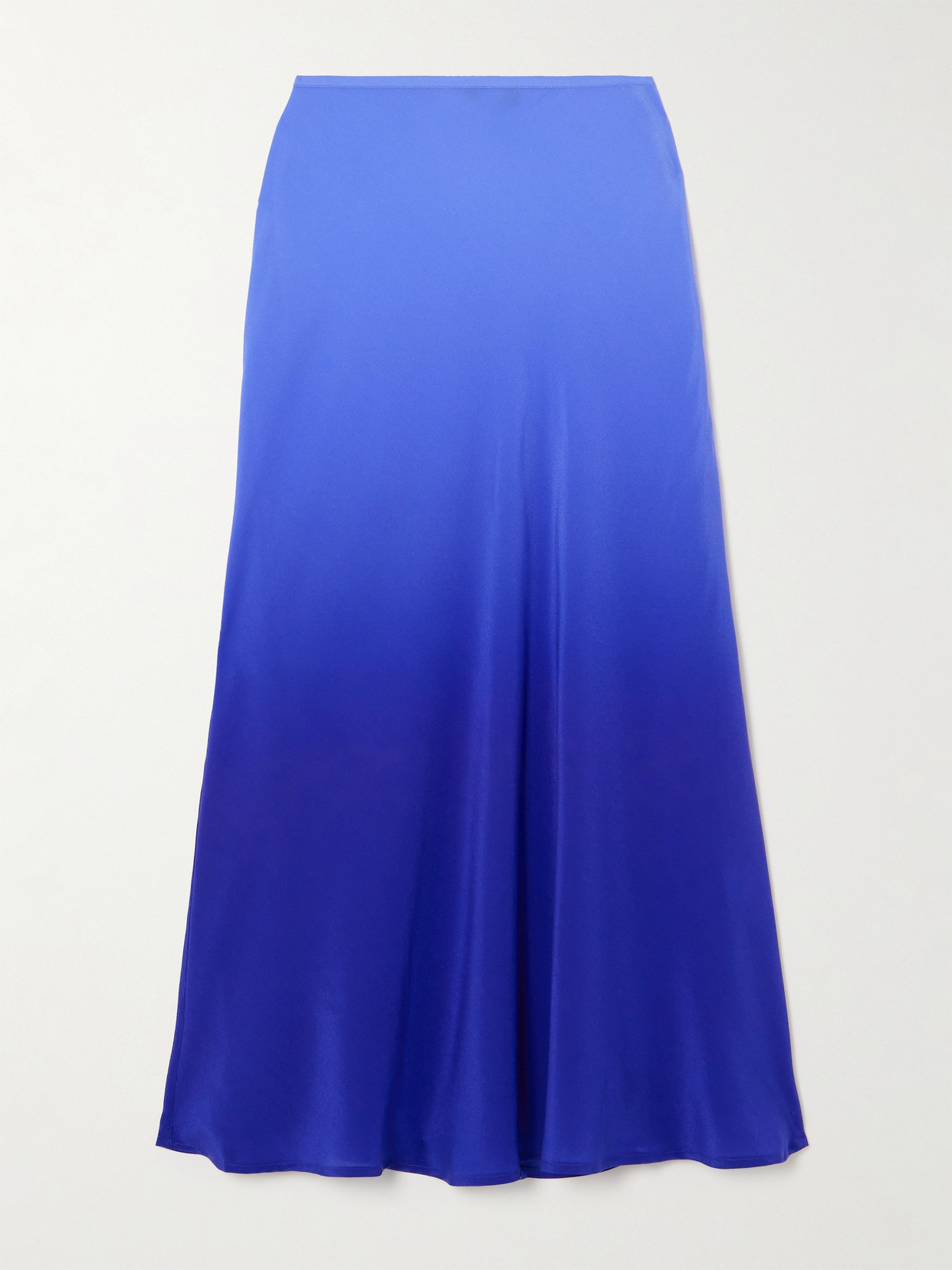 Shop Rixo London Kelly Dégradé Silk Crepe De Chine Midi Skirt In Blue