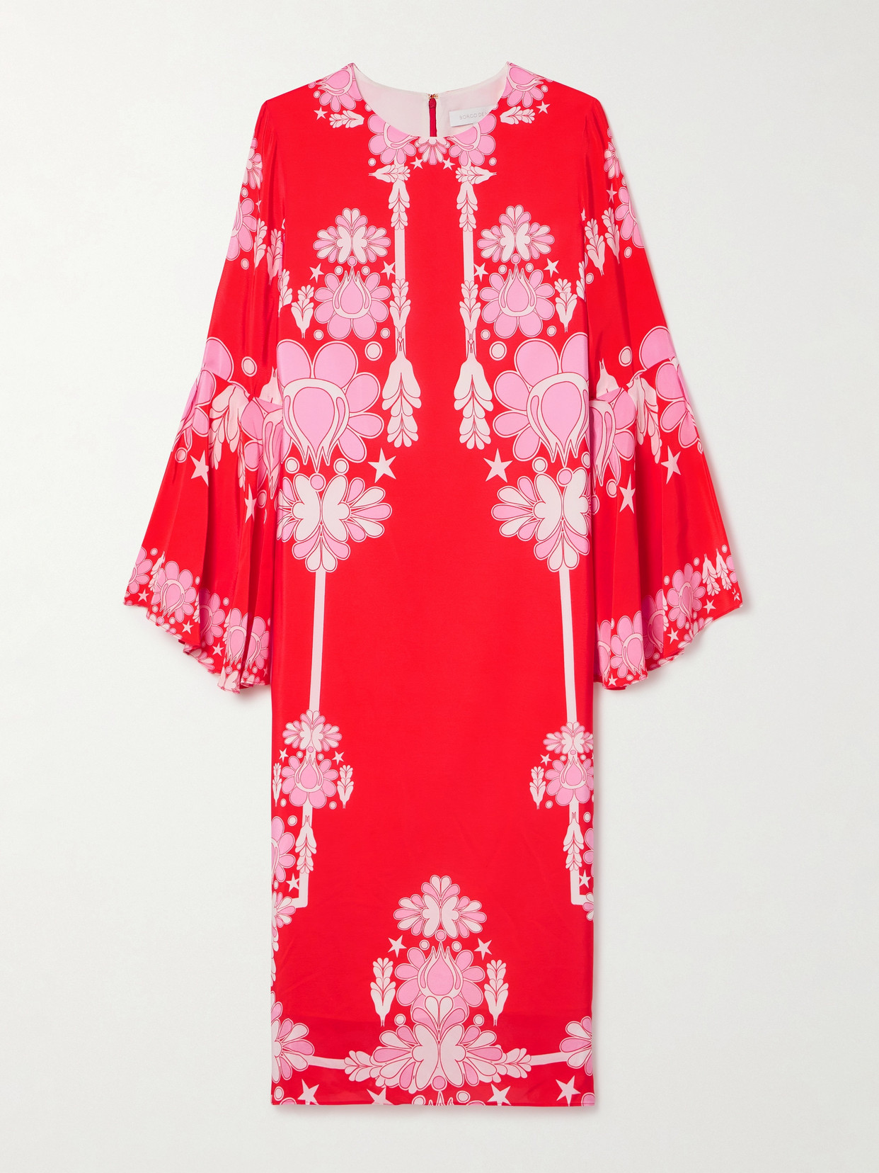 Borgo De Nor Astoria Oversized Floral-print Crepe Midi Dress In Red