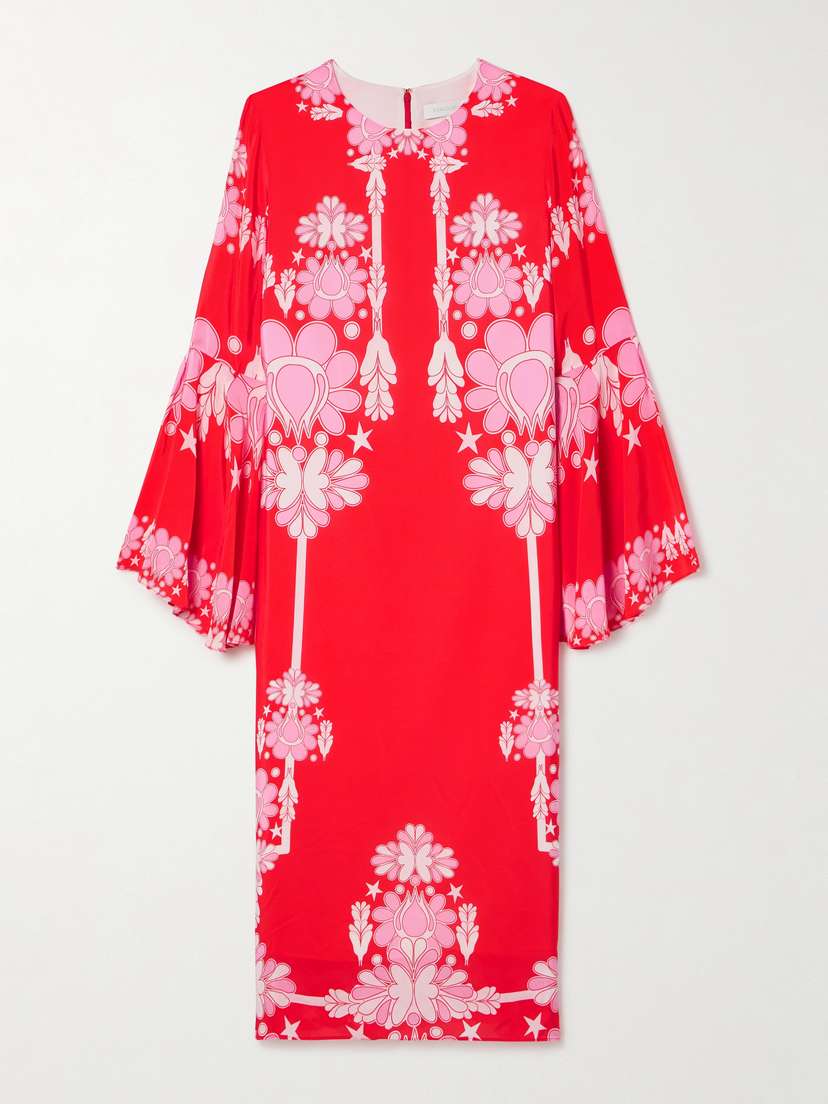 Borgo de Nor Astoria Oversized Floral-print Crepe Midi Dress