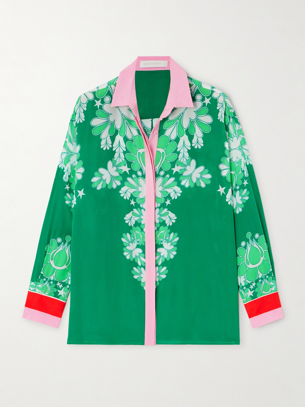 Shop Borgo De Nor Nova Floral-print Crepe Shirt In Green