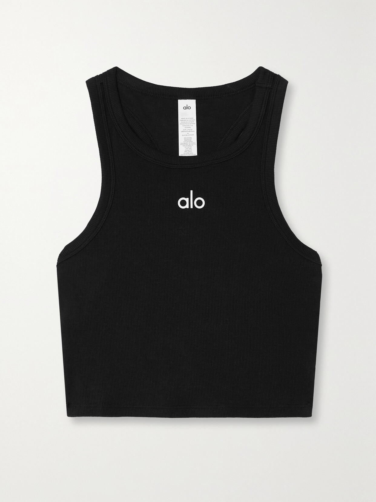 Alo Yoga - Aspire Cropped Ribbed Stretch-cotton Jersey Tank - Black