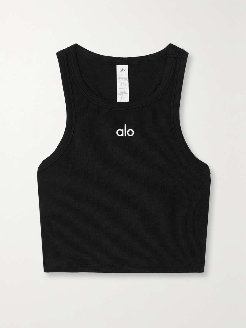 Alo Yoga Aspire Cropped Ribbed Stretch-cotton Jersey Tank