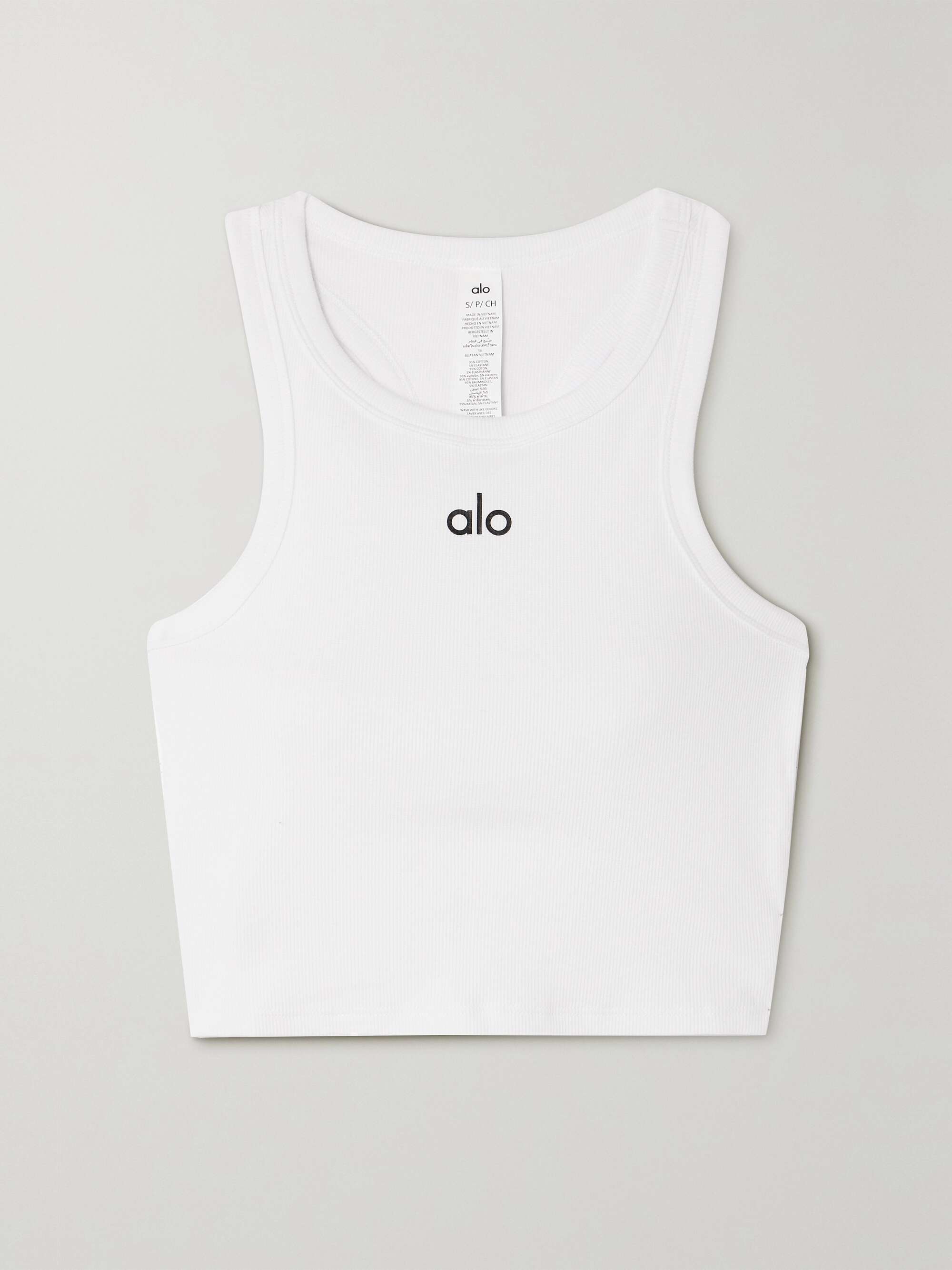 ALO YOGA Aspire cropped ribbed cotton-blend jersey tank