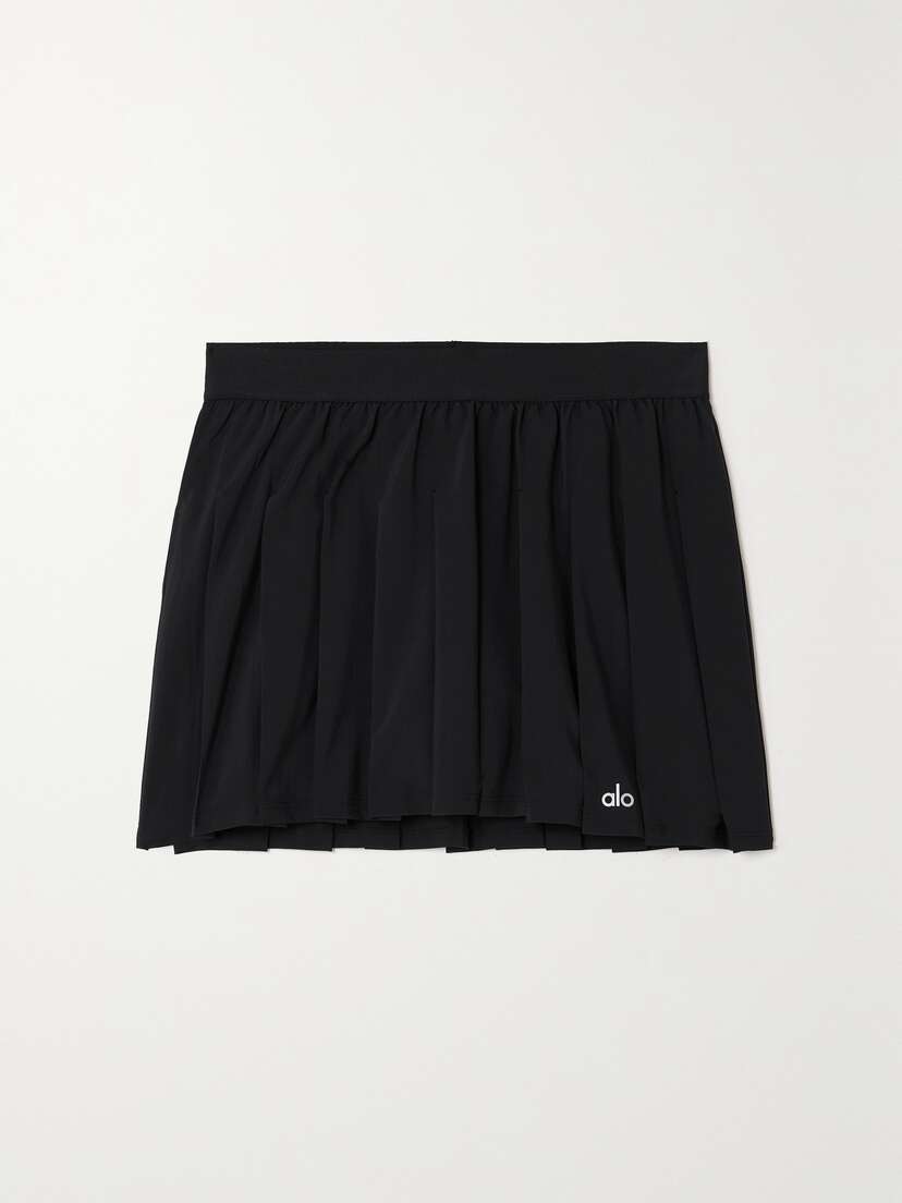 Alo Yoga Varsity Pleated Stretch-jersey Mini Skirt