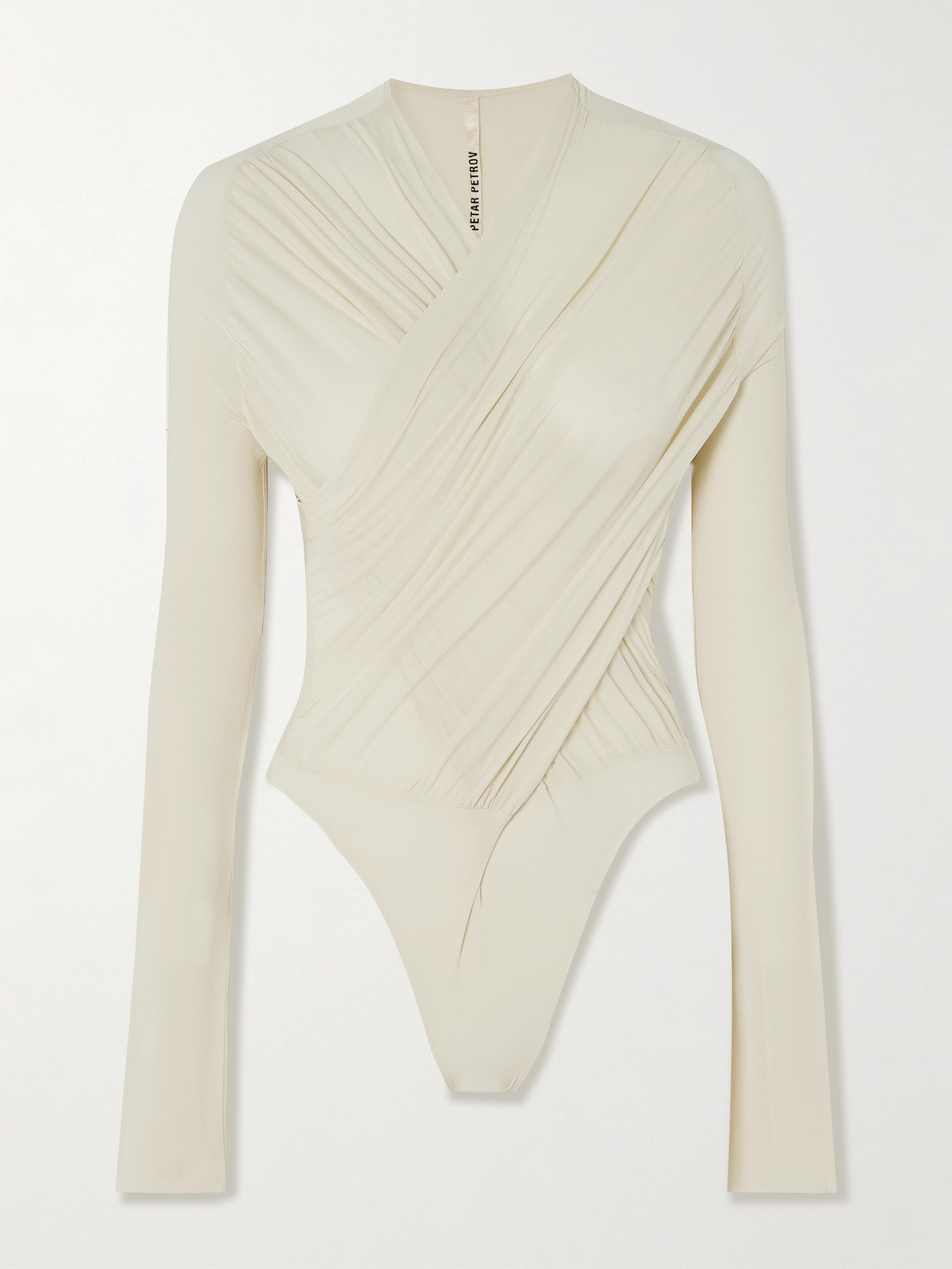 Petar Petrov Star Wrap-effect Stretch-jersey Bodysuit In Ivory