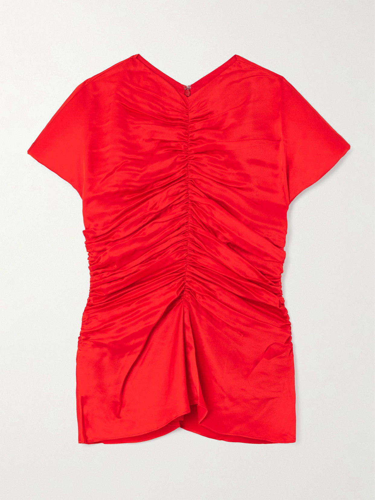 Tove Fiana Ruched Silk-satin Top In Red