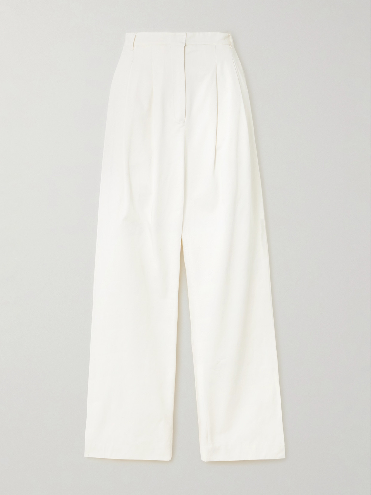 Tove Liza Pleated Organic Cotton Wide-leg Trousers In White