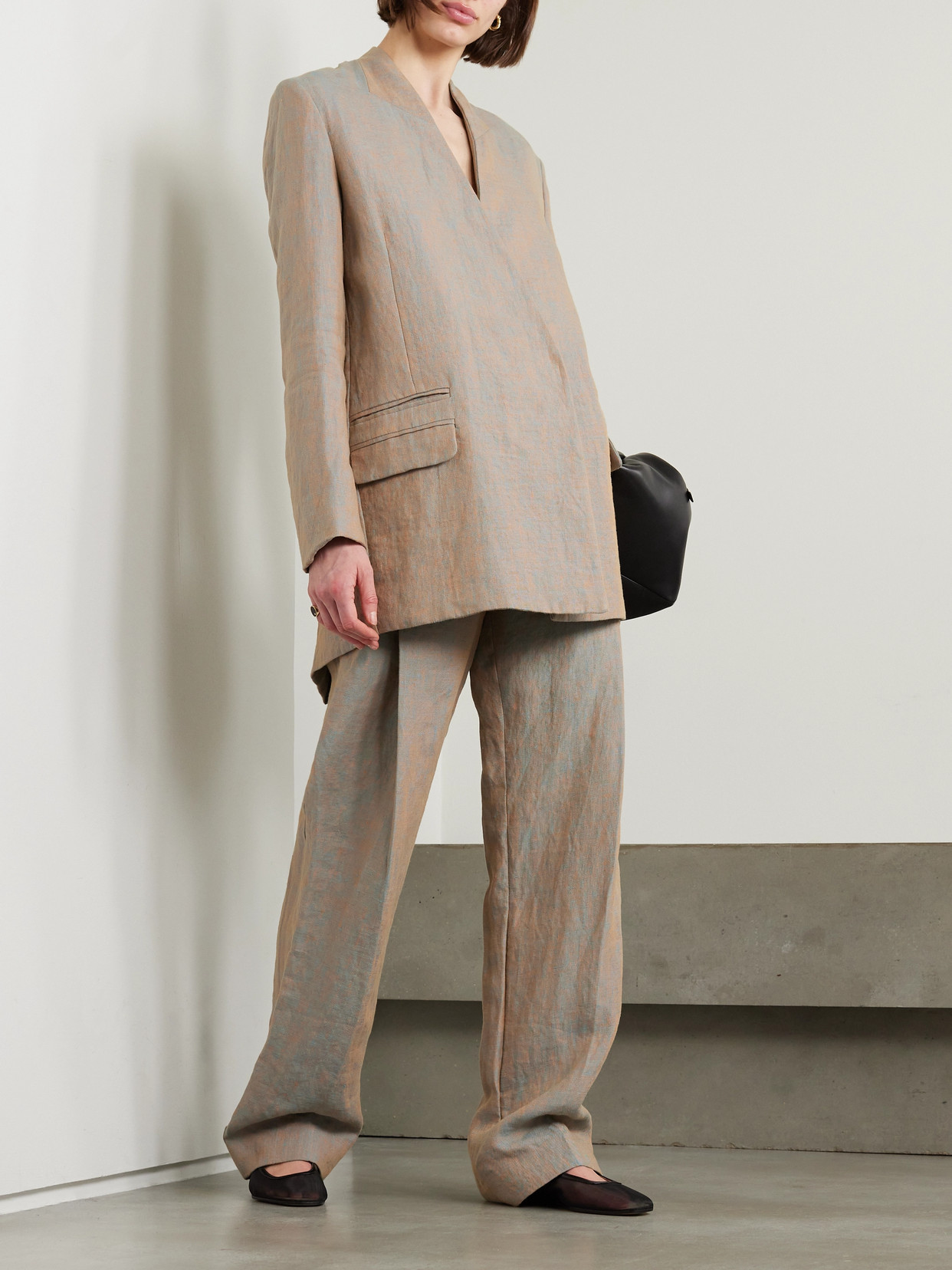 Tove Aleen Pleated Hemp Straight-leg Pants In Multi