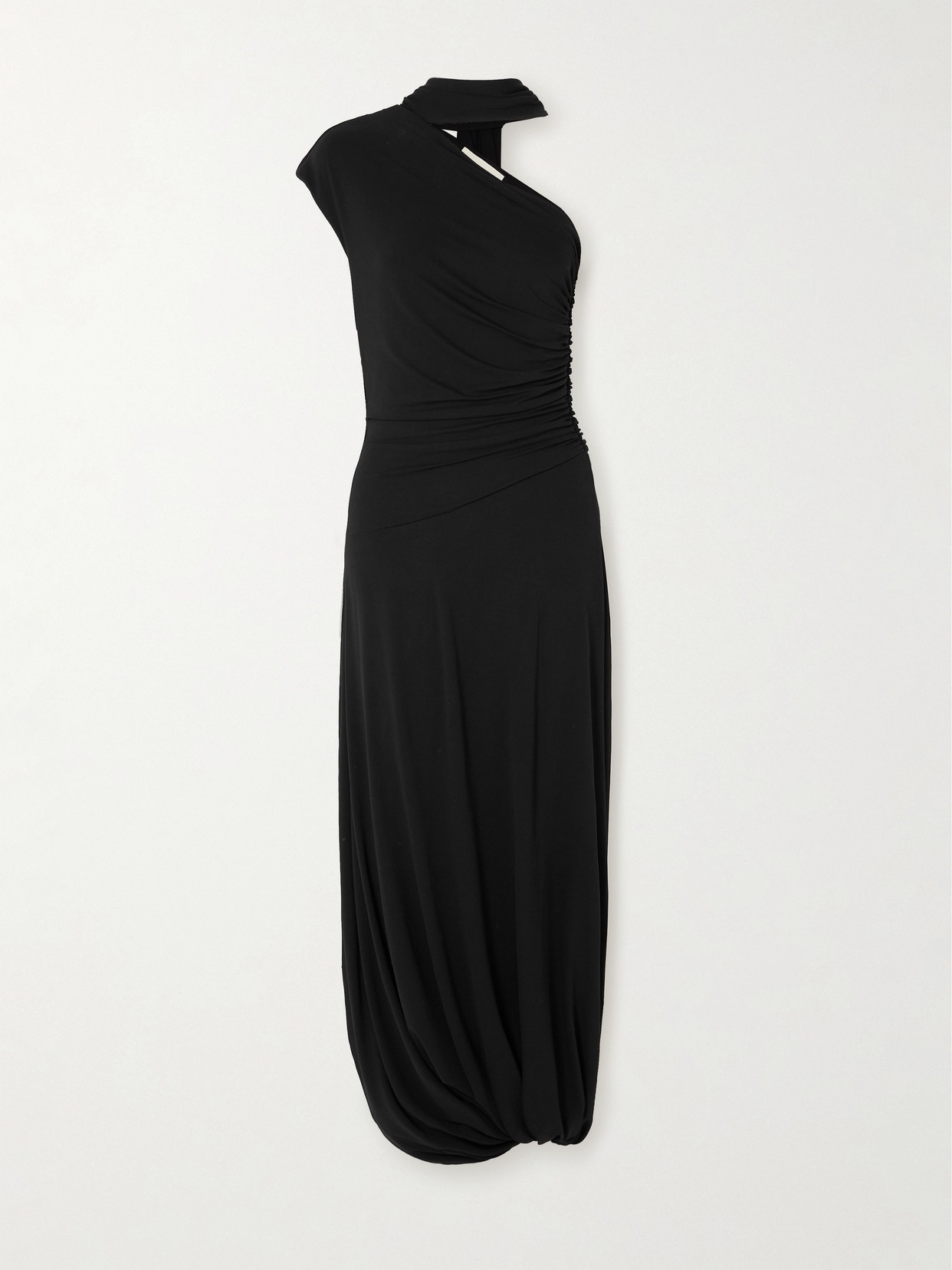 Tove Liv One-shoulder Ruched Crepe-jersey Maxi Dress In Black