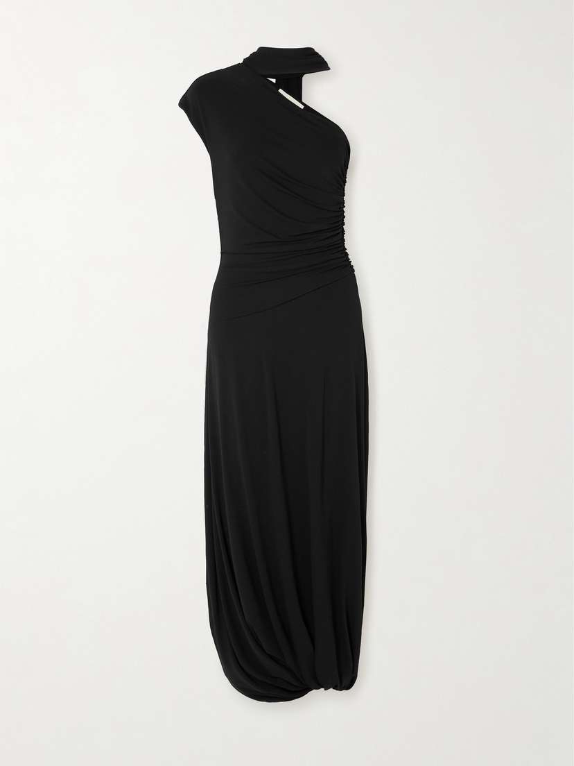 Tove Liv One-shoulder Ruched Crepe-jersey Maxi Dress