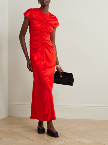 TOVE Aubree ruched silk-satin maxi dress