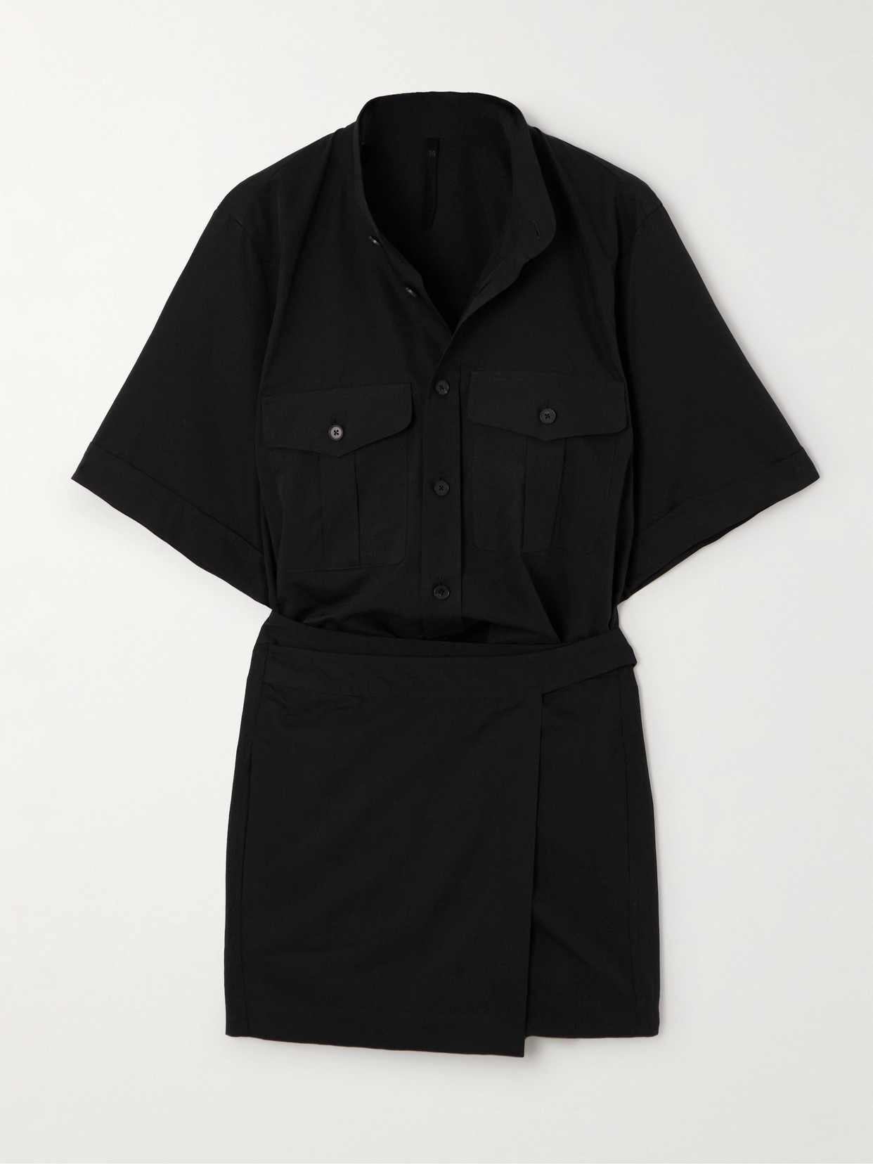 Petar Petrov - Belted Cotton And Silk-blend Poplin Mini Dress - Black