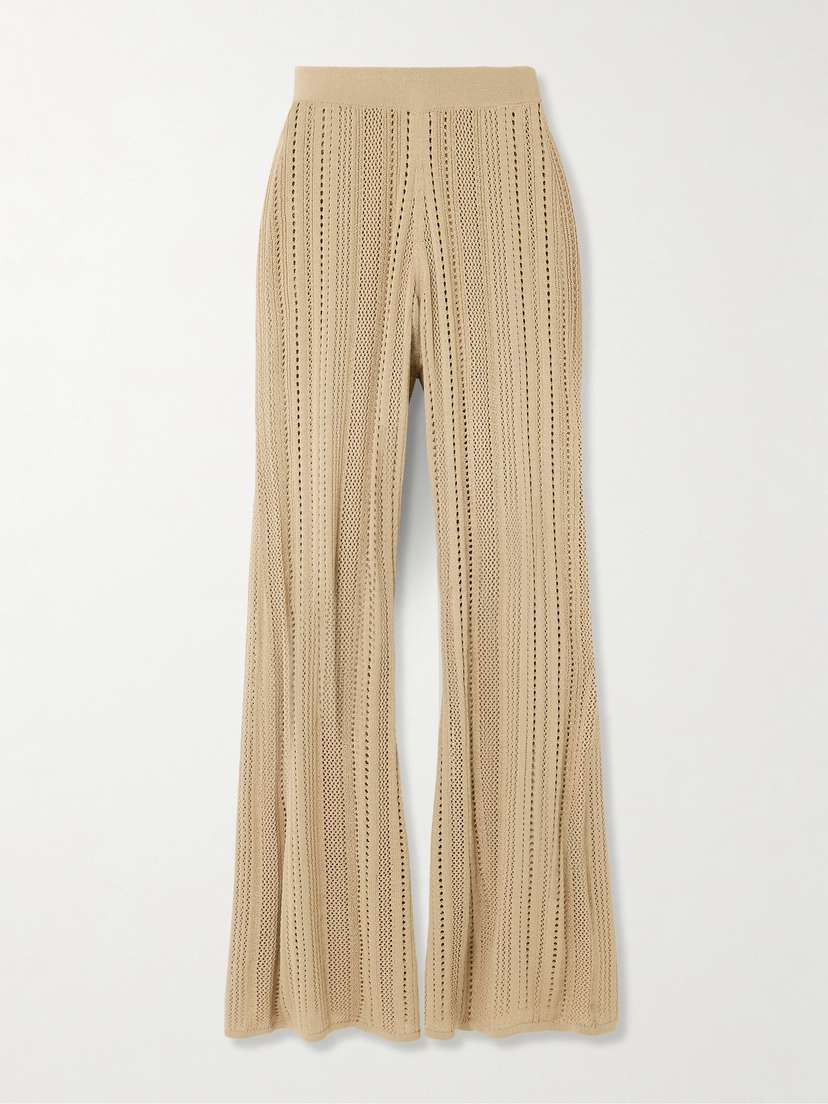 By Malene Birger Kiraz Pointelle-knit Cotton-blend Wide-leg Pants